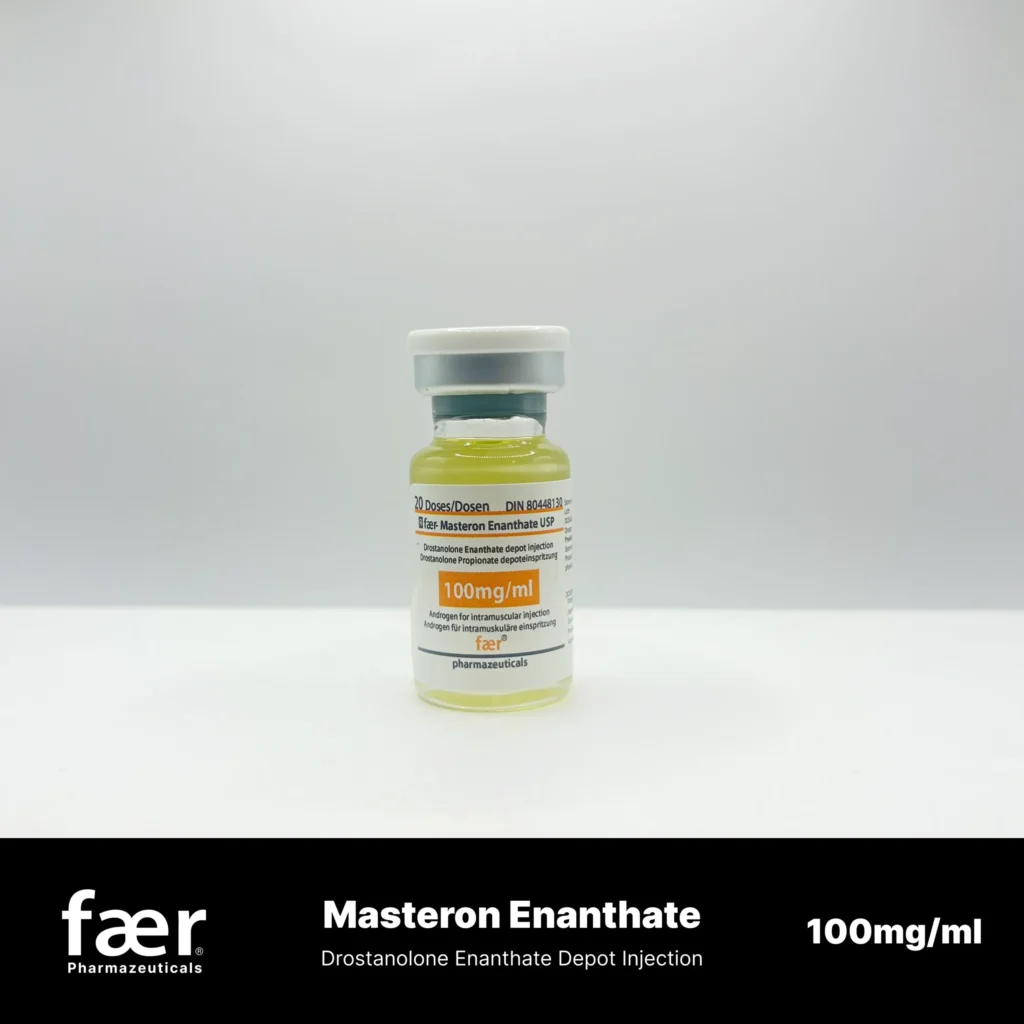 A small glass vial of Faer Masteron Enanthate Vial