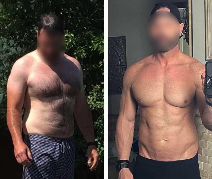 Image of men before and after in gym