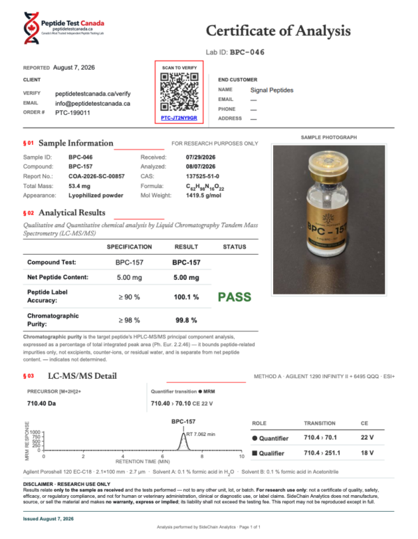 BPC-157 Lab test